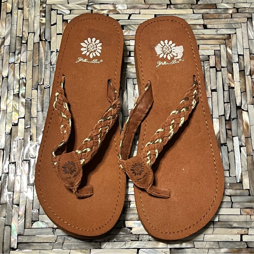 Yellow Box Tan Braided Sandals